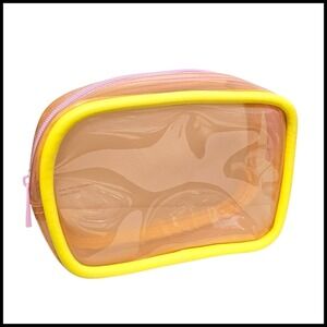 Cosmetic Bag Clear Makeup Pouch Travel Toiletry Organizer Yellow Trim